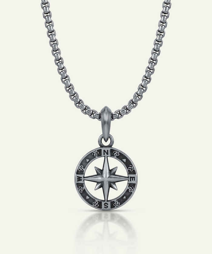 Men's stainless steel compass pendant by Link N Lock®
