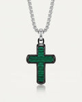 Link N Lock® men's synthetic malachite cross pendant
