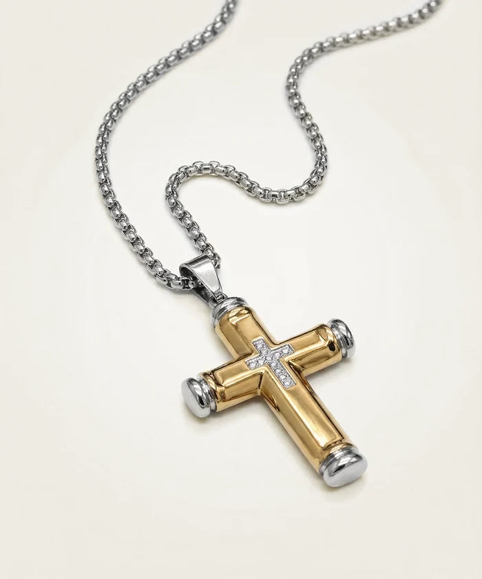 Link N Lock® men's white CZ cross pendant from Valliani Jewelers