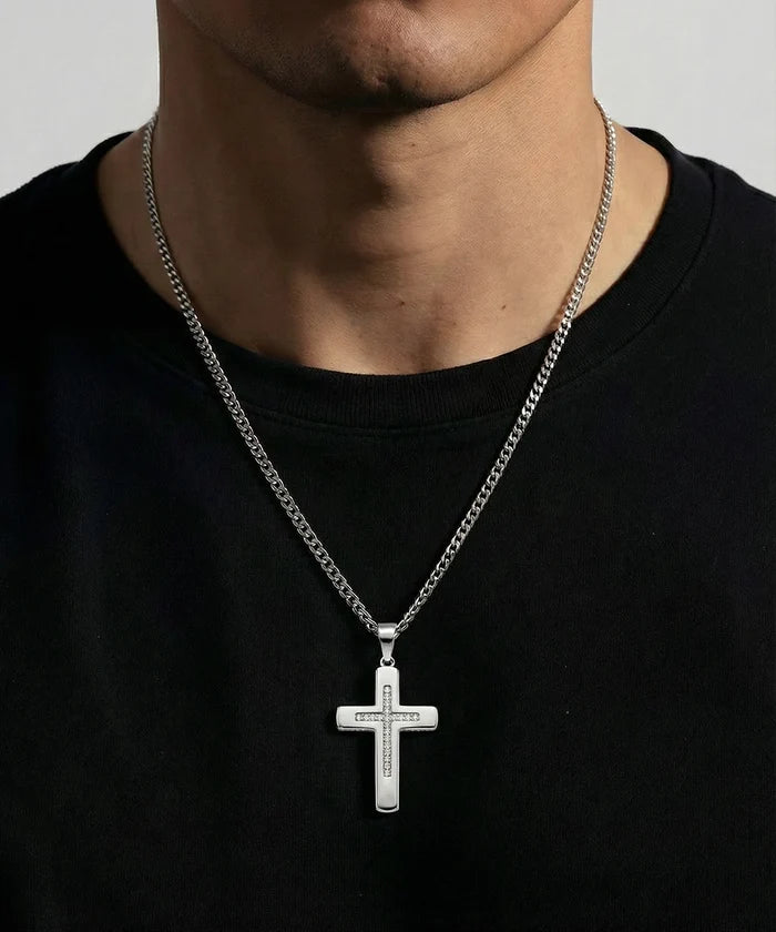 Link N Lock® men's white CZ cross pendant from Valliani Jewelers