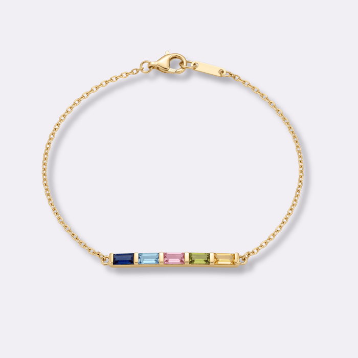 Liora Baguette Birthstone Bar Bracelet - Ornaments Co - 18K Gold Plated