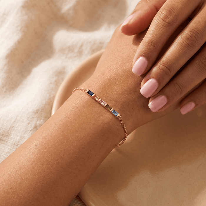 Liora Baguette Birthstone Bar Bracelet - Ornaments Co - 18K Gold Plated
