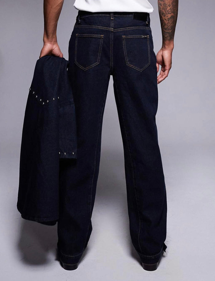 Liquor N Poker stud jeans in Indigo