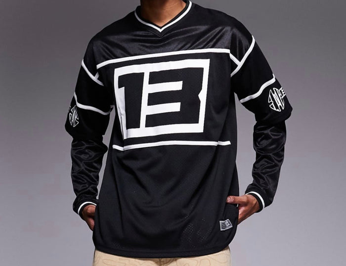Liquor N Poker Varsity Long Sleeve Tee in Black