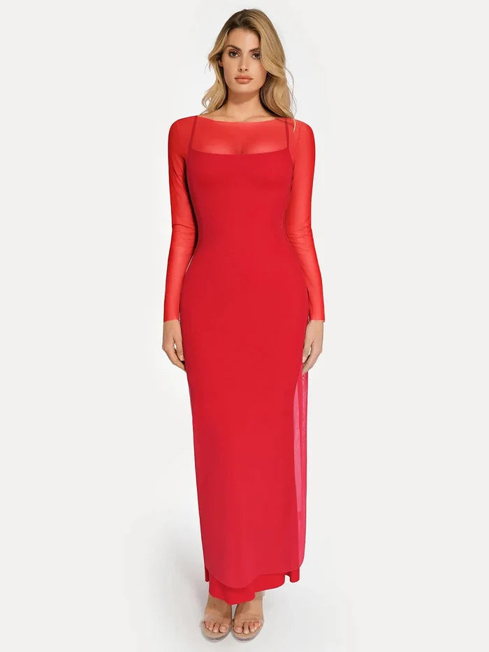 Popilush® Outerwear Long Sleeve Sheer Mesh Maxi Cover-Up