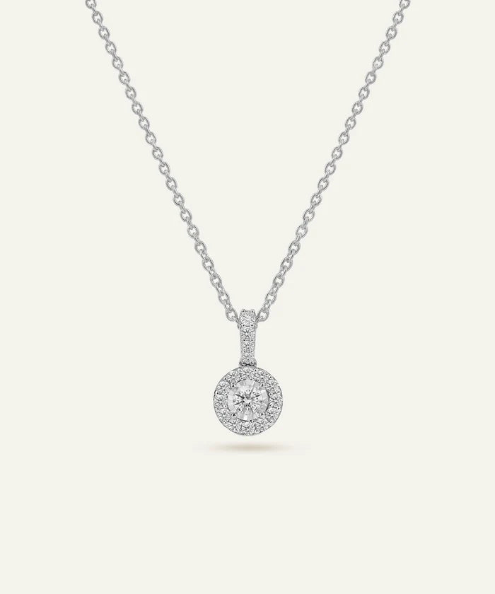 Diamond necklace on a white background