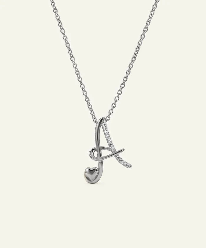 Silver necklace with a unique pendant on a light gray background