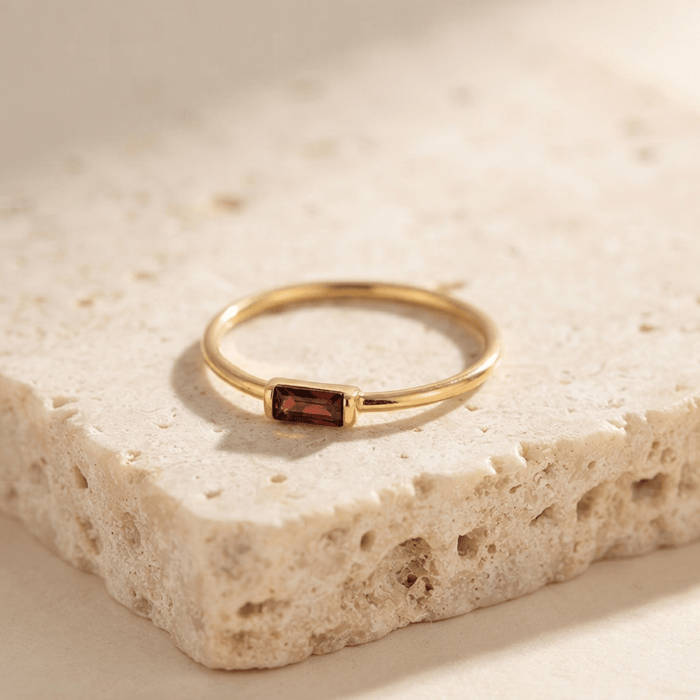 Luxe Square Stone Ring - Ornaments Co - 18K Gold Plated