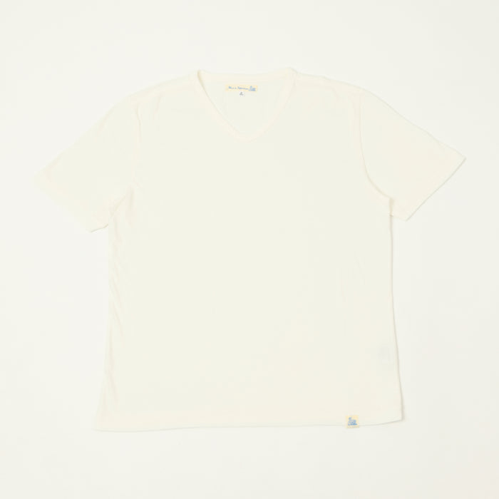 Merz b. Schwanen Pima Cotton V-Neck T-Shirt - White