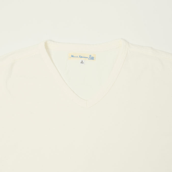 Merz b. Schwanen Pima Cotton V-Neck T-Shirt - White