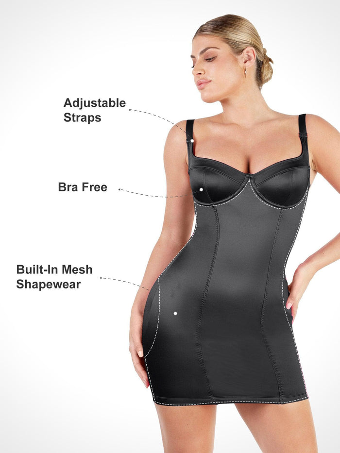 Shapewear from Popilush®, mini dress with adjustable straps and shaping effect.