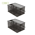Mind Reader 2MESHBASK-BLK Storage Basket Organizer, Utensil Holder, Forks, Spoons, Knives, Napkins, Perfect for Desk Supplies, Pencil, Pens, Staples - 2 Pack, Black