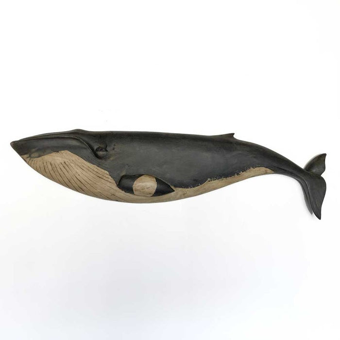 hand carved wooden minke whale wall plaque