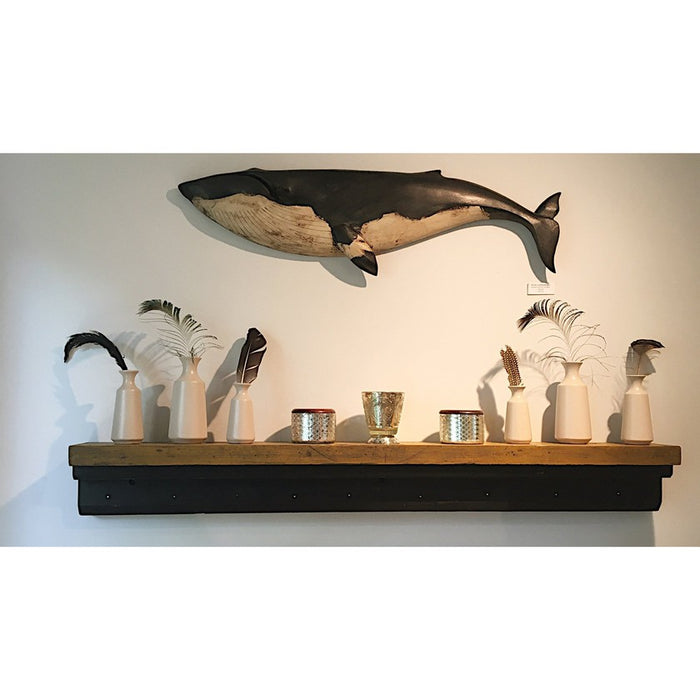 hand carved wooden minke whale wall plaque