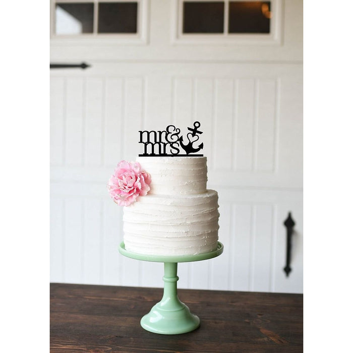 Mr & Mrs with Anchor Wedding Cake Topper - Nautical Beach Cake Topper - Wedding Collectibles