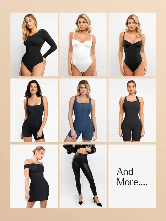 Mystery box: assorted shapewear, bodysuits, dress, leggings, and 'And More....' text.