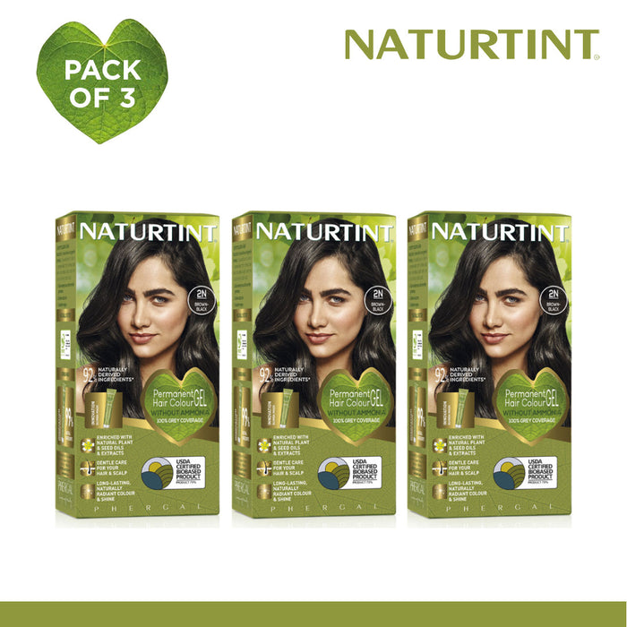 Naturtint Hair Color 2N Pack of 3 - FREE Naturtint Hair Food Quinoa 30ml