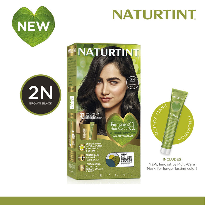 Naturtint Hair Color 2N Pack of 3 - FREE Naturtint Hair Food Quinoa 30ml