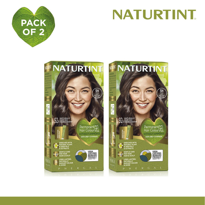 Naturtint Hair Color 5N Pack of 2 - FREE Naturtint Hair Food Quinoa 30ml Expiration: Feb 2031
