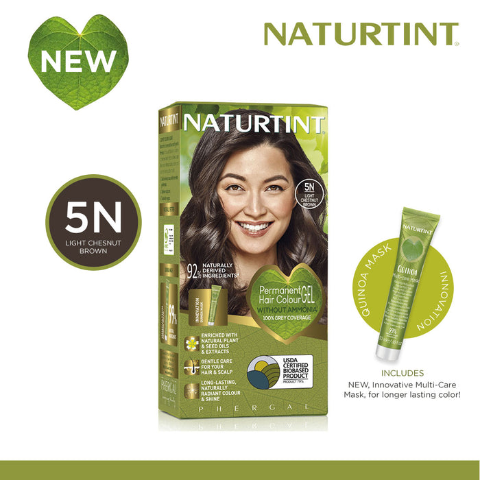 Naturtint Hair Color 5N Pack of 2 - FREE Naturtint Hair Food Quinoa 30ml Expiration: Feb 2031