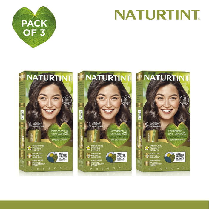 Naturtint Hair Color 5N Pack of 3 - FREE Naturtint Hair Food Quinoa 30ml Expiration: Feb 2031
