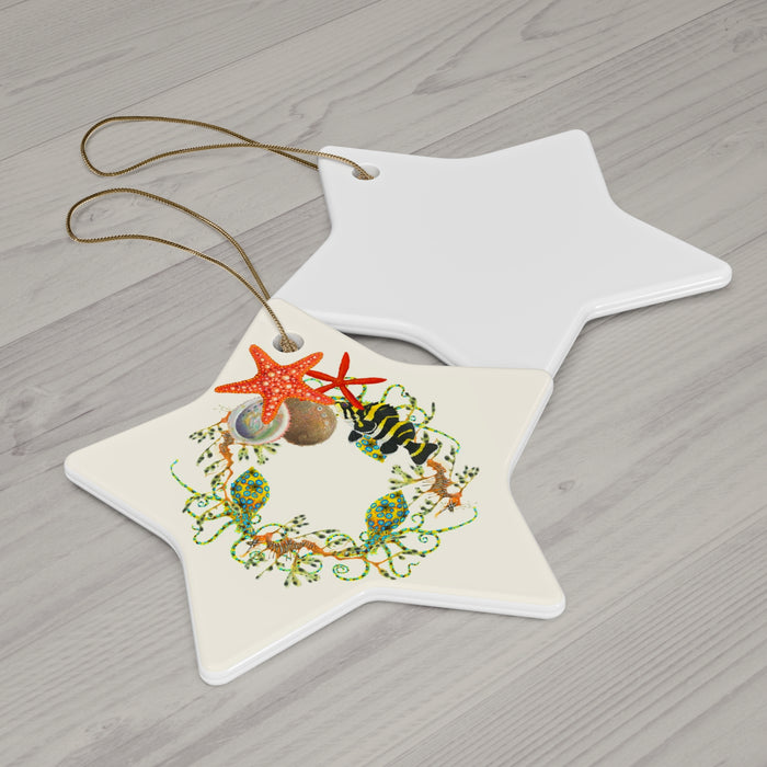 Nautical Wreath Ceramic Ornament Printify