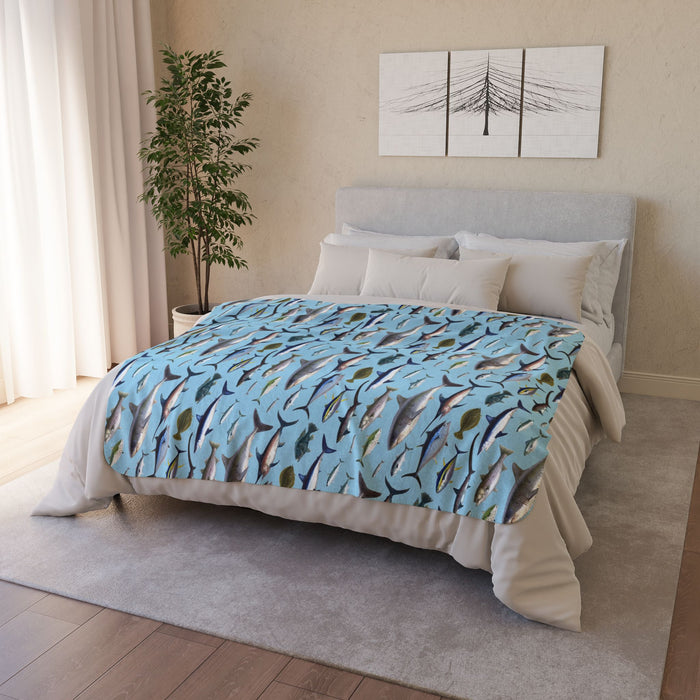 NE Fish Super Soft Sherpa Blanket Printify