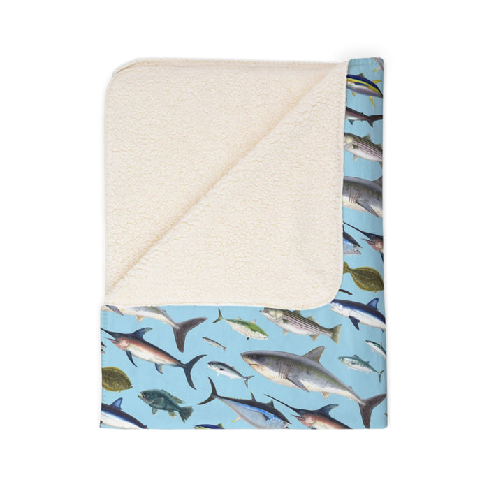 NE Fish Super Soft Sherpa Blanket Printify