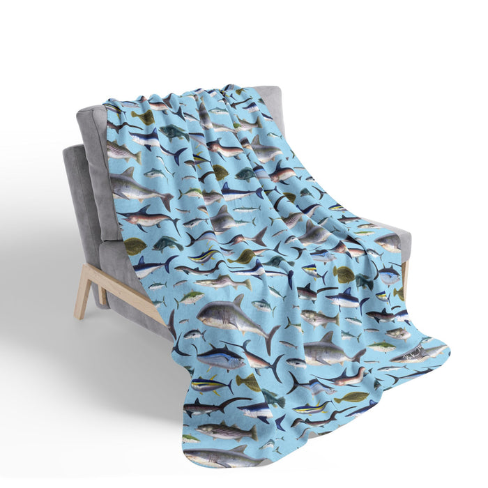 NE Fish Super Soft Sherpa Blanket Printify