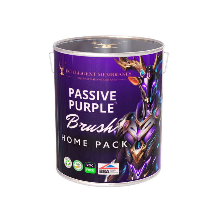 Passive Purple brush applied airtight paint that has fibres in to span and large gaps to make any form of construction airtight