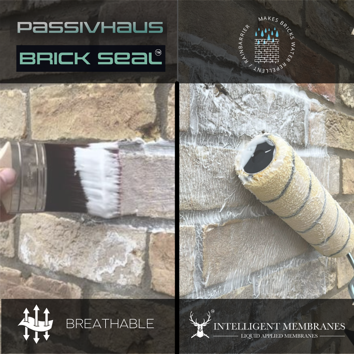 Exterior brick wall coated with Passivhaus Brickseal, providing long-lasting, breathable protection against rain, damp, and frost damage.