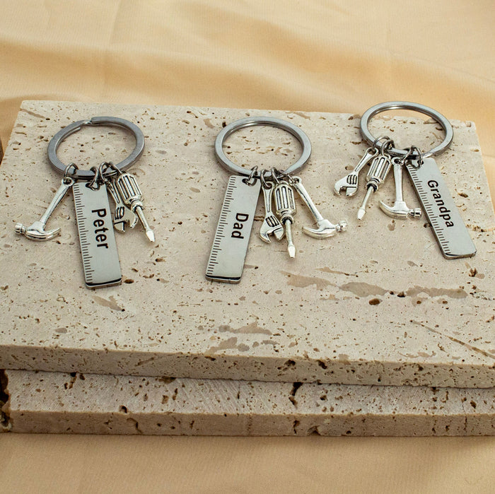 Personalized Dad Stainless Steel Tool Kit Keychain - Ornaments Co -