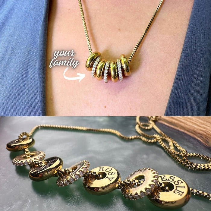 Personalized Engraved Family Name Disc Necklace - Ornaments Co - 18K Gold Plated
