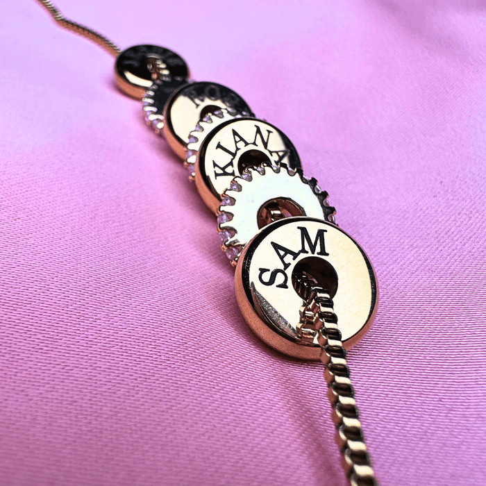 Personalized Engraved Family Name Disc Necklace - Ornaments Co - 18K Gold Plated