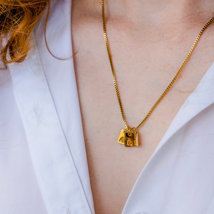 Personalized Initial Bar Necklace - Ornaments Co - 18K Gold Plated