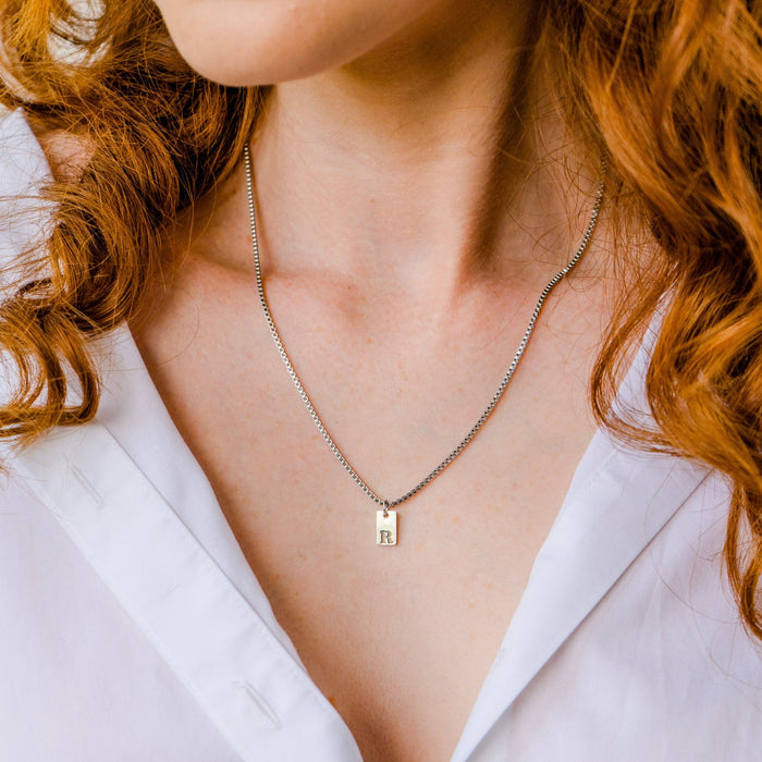 Personalized Initial Bar Necklace - Ornaments Co - 18K Gold Plated