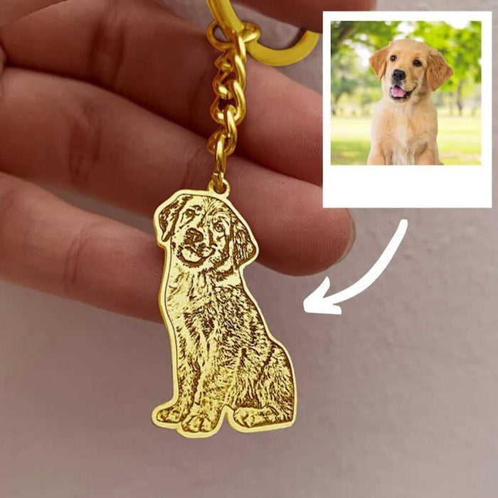 Personalized Pet Memorial Portrait Photo Keychain - Ornaments Co - Rose Gold