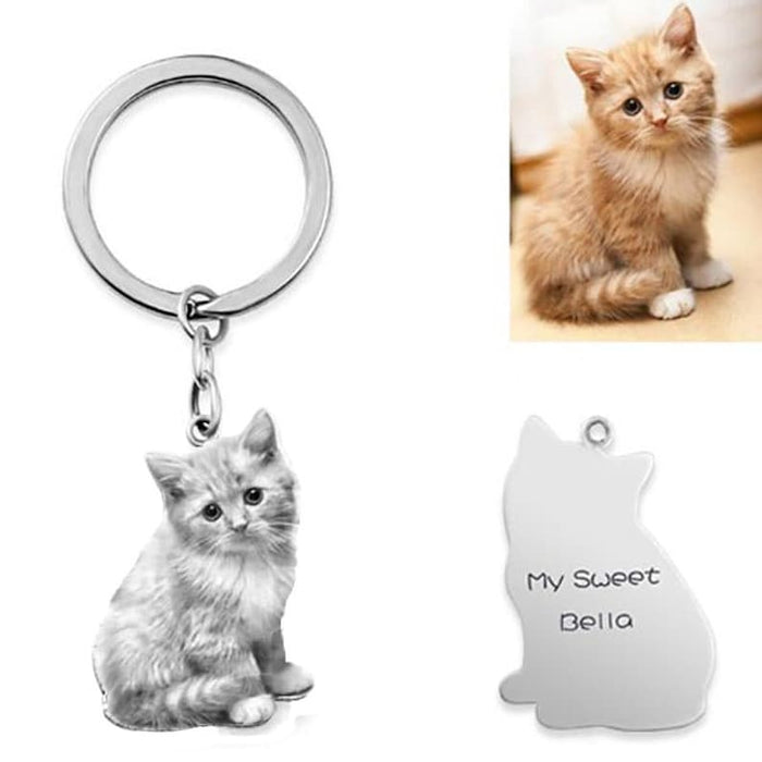 Personalized Pet Memorial Portrait Photo Keychain - Ornaments Co - Rose Gold