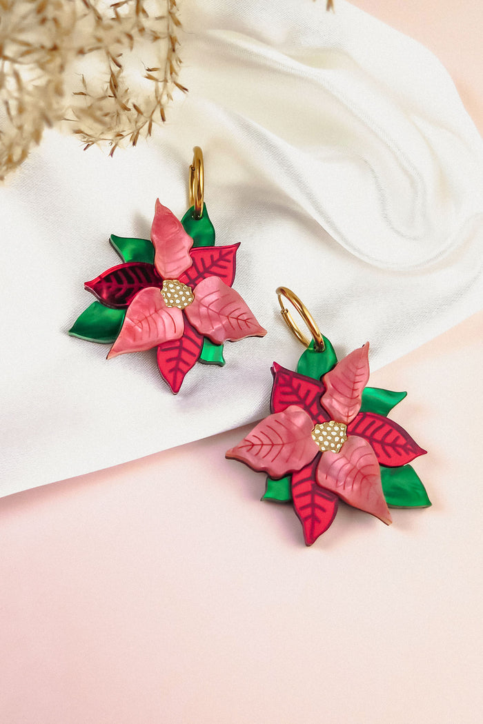 Poinsettia Statement Hoops - DORUZOVA