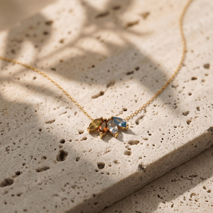 Prismelle Bloom Marquise Stone Necklace - Ornaments Co - 18K Gold Plated