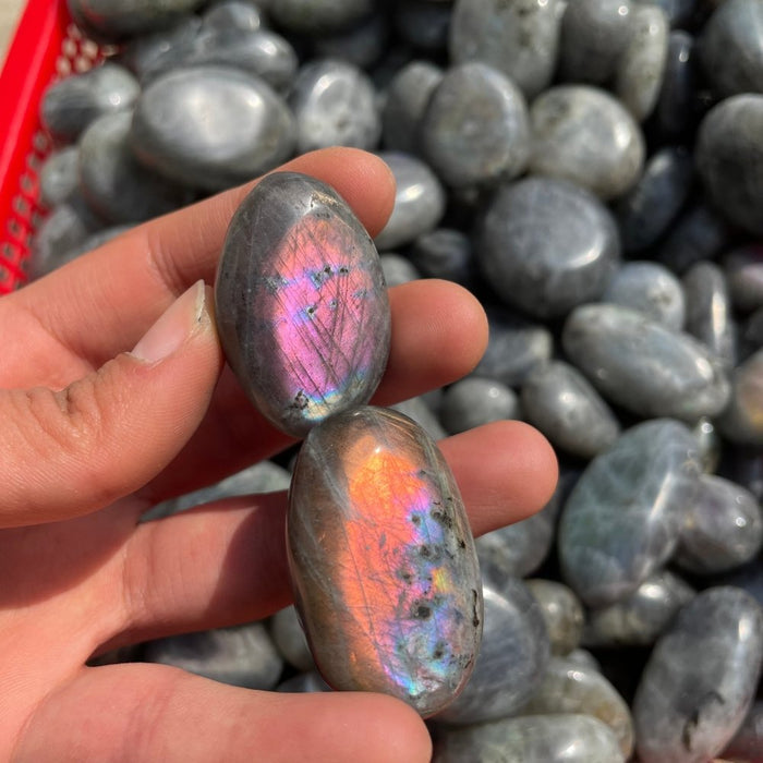 Purple Yellow Labradorite palm stone 1kg(2.2lbs) wholesale -Wholesale Crystals