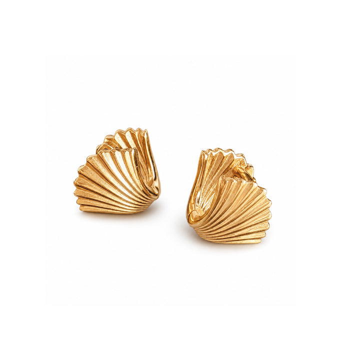 RHEA Seashell Stud Huggie Earrings - ASH MOLLIE STUDIO