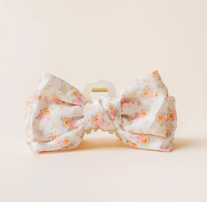 Satin Bow Claw Clip - Endless Daydream Cream