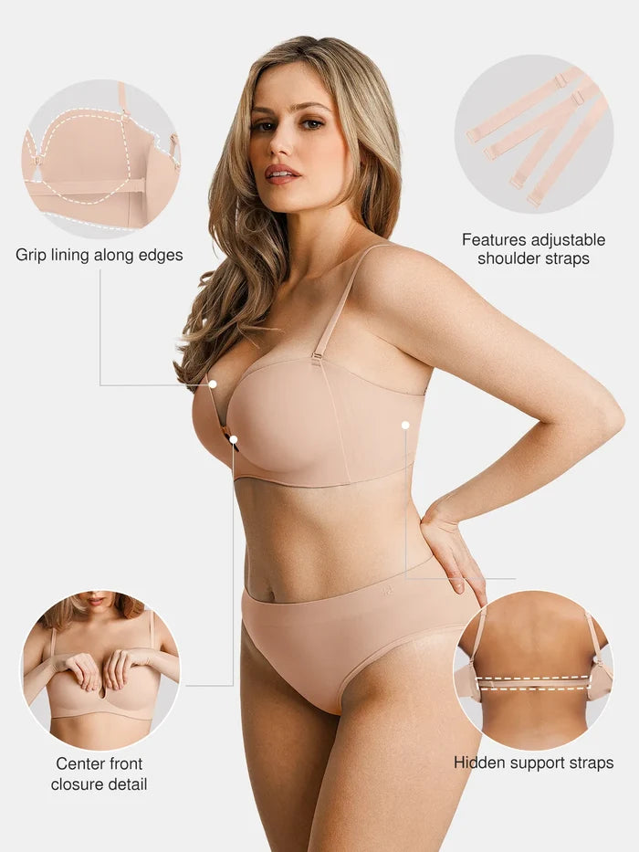 Popilush® Seamless Non-Slip Push-Up Shaping Strapless Bra