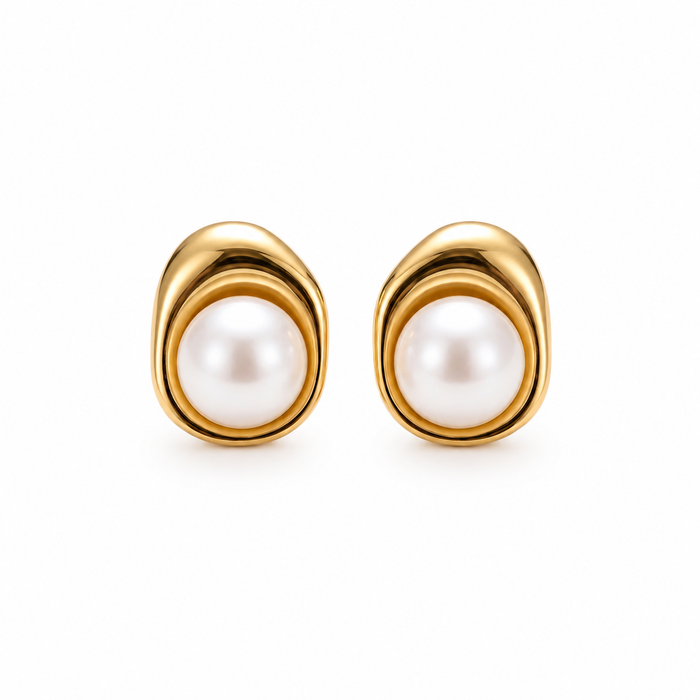 SELENE Pearl Stud Minimalist Dainty Everyday Pearl Earrings - ASH MOLLIE STUDIO