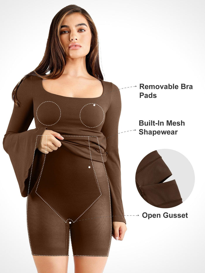 Popilush® Shapewear dress with built-in shapewear and removable bra pads.