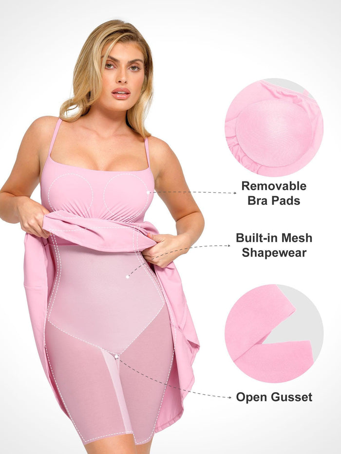 A-line dress featuring Popilush® shapewear and comfortable design