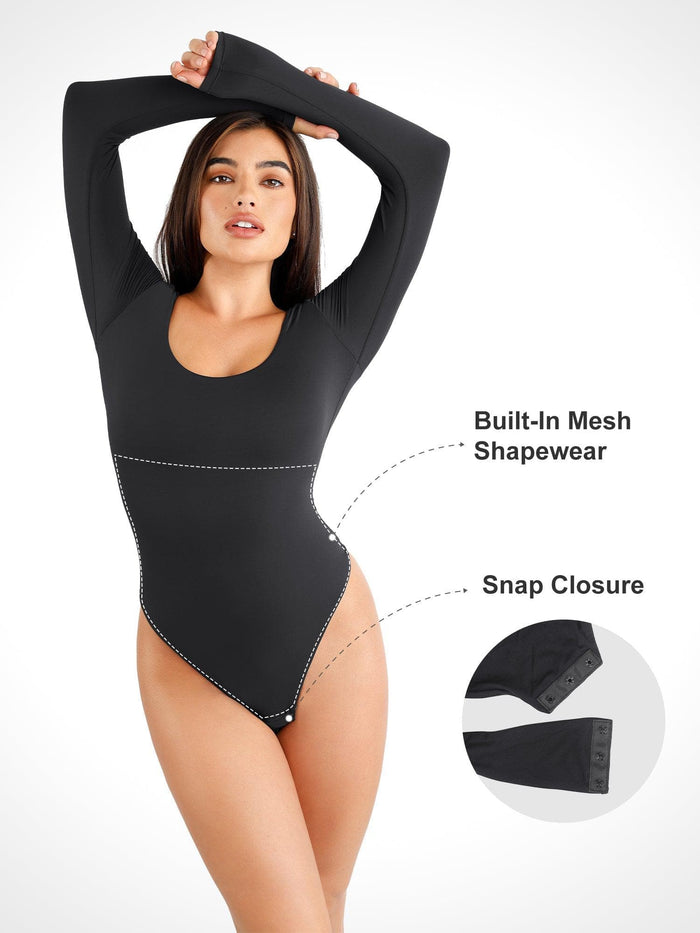 Popilush® CloudSense Bodysuit with built-in shapewear and easy snap closure.