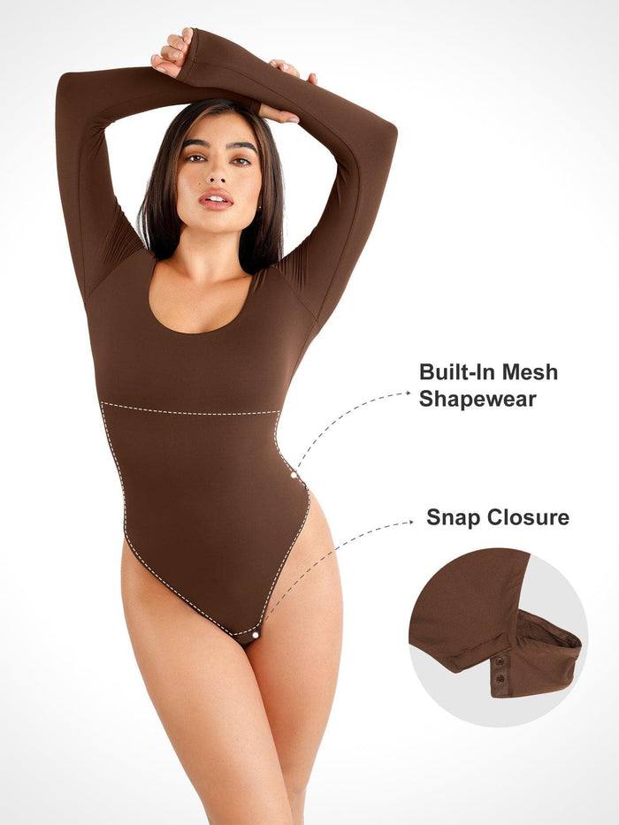 Popilush® Shapewear Bodysuit: Built-in Mesh and Snap Closure