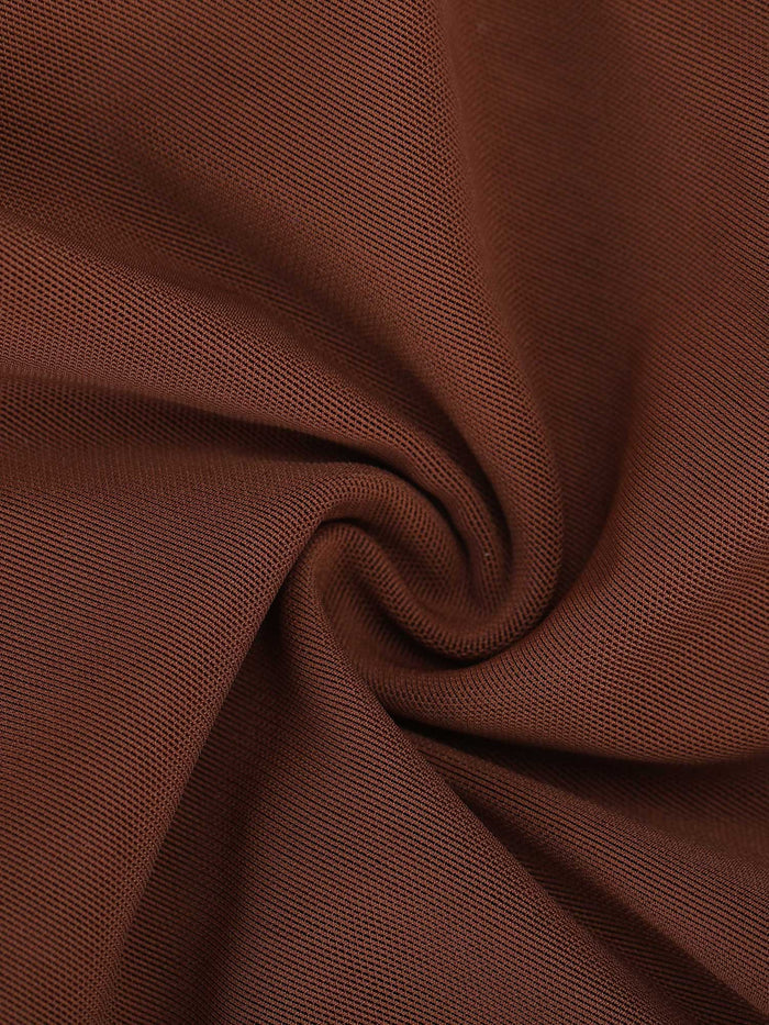 Brown high-elastic body-shaping nylon mesh fabric for shapewear maxi dress.